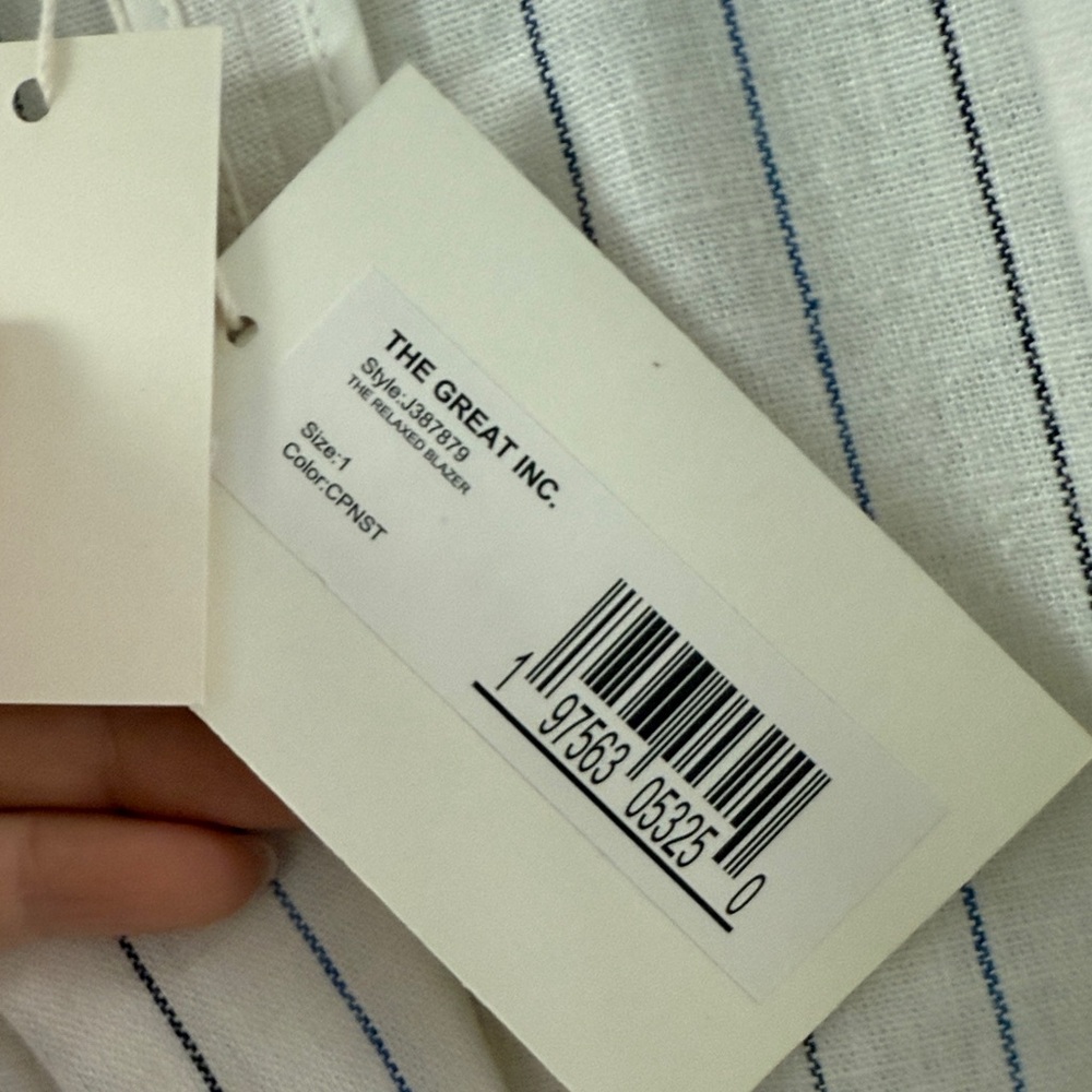 THE GREAT. Cream Striped Blazer - Picture 6 of 8